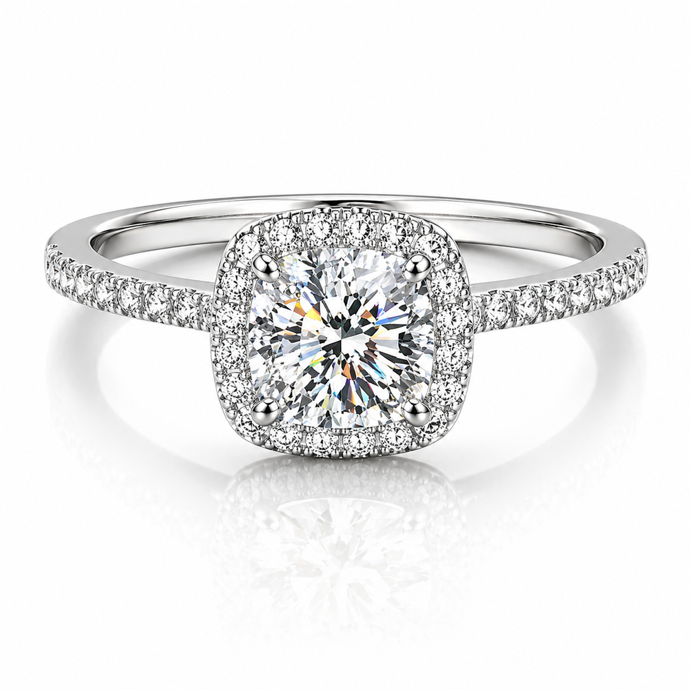 Cushion Cut Moissanite Ring