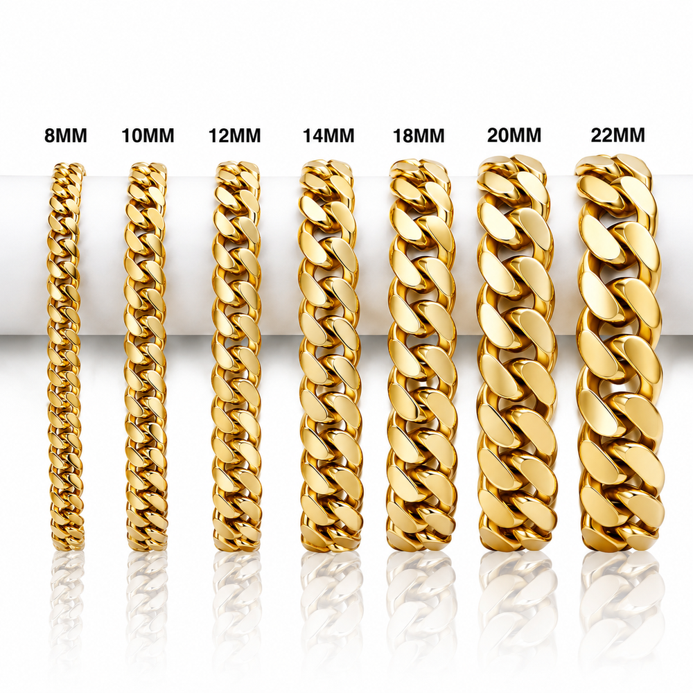 Gold / 18cm Armband / 8 mm breit