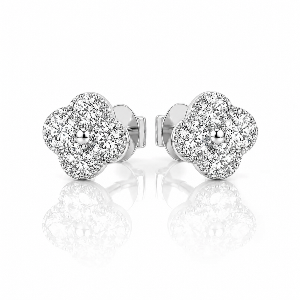 Clover Halo Stud Earrings