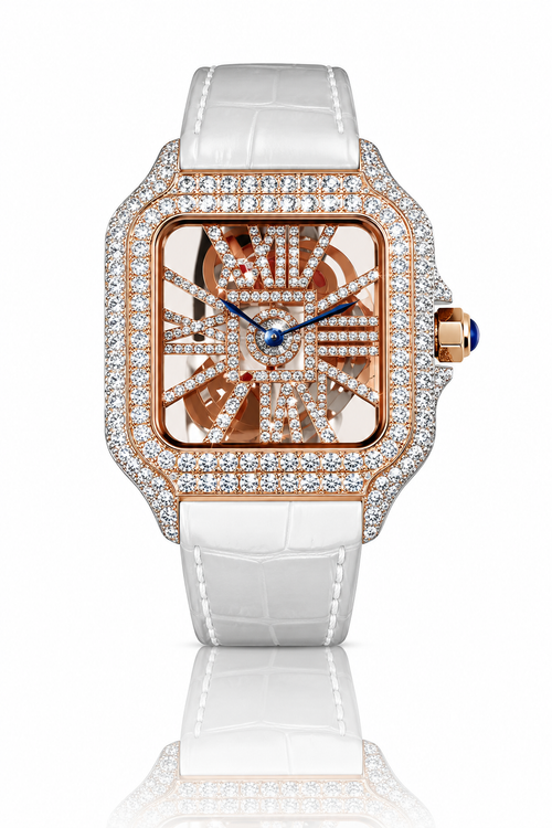 679 Stone Iced Skeleton Watch
