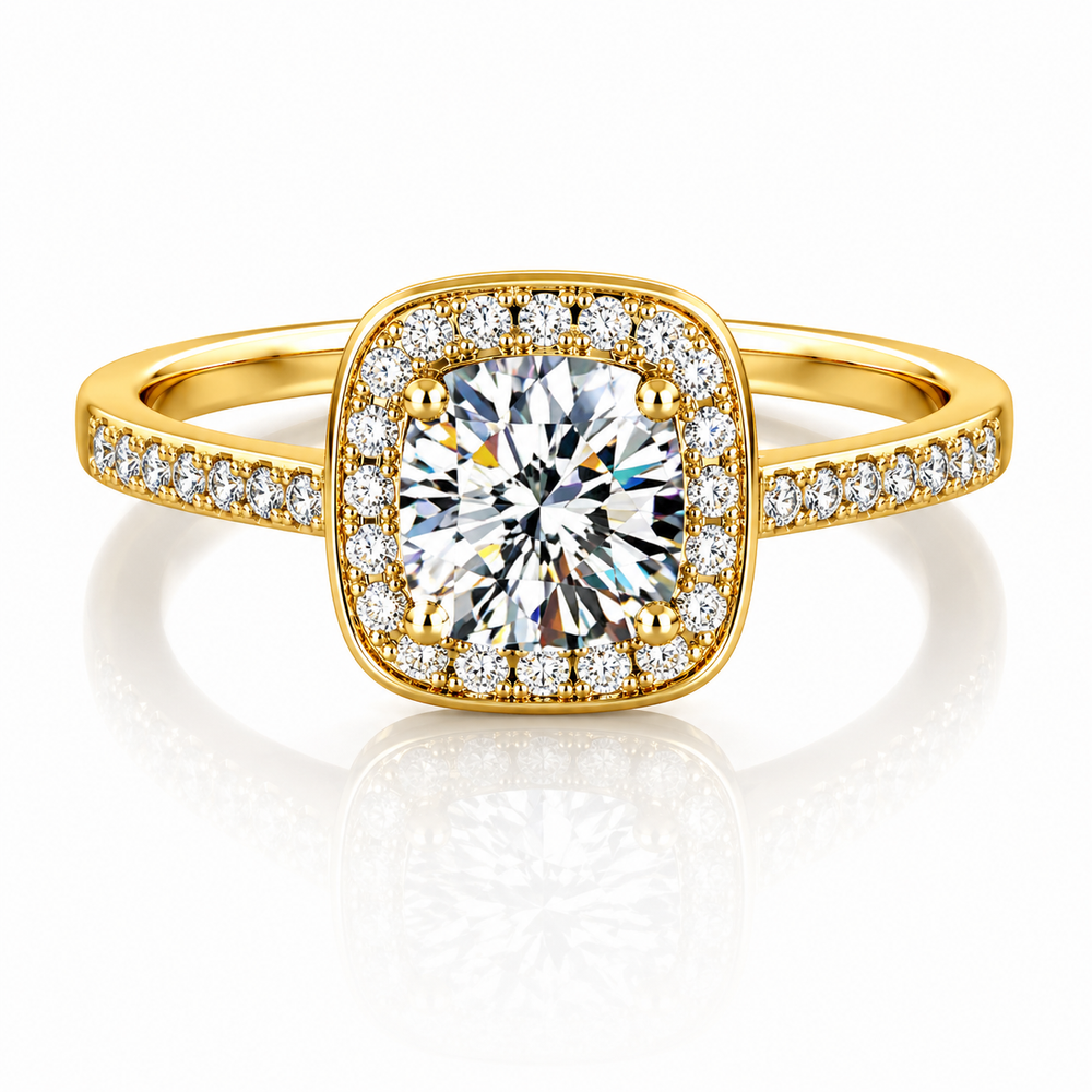 Cushion Cut Moissanite Ring